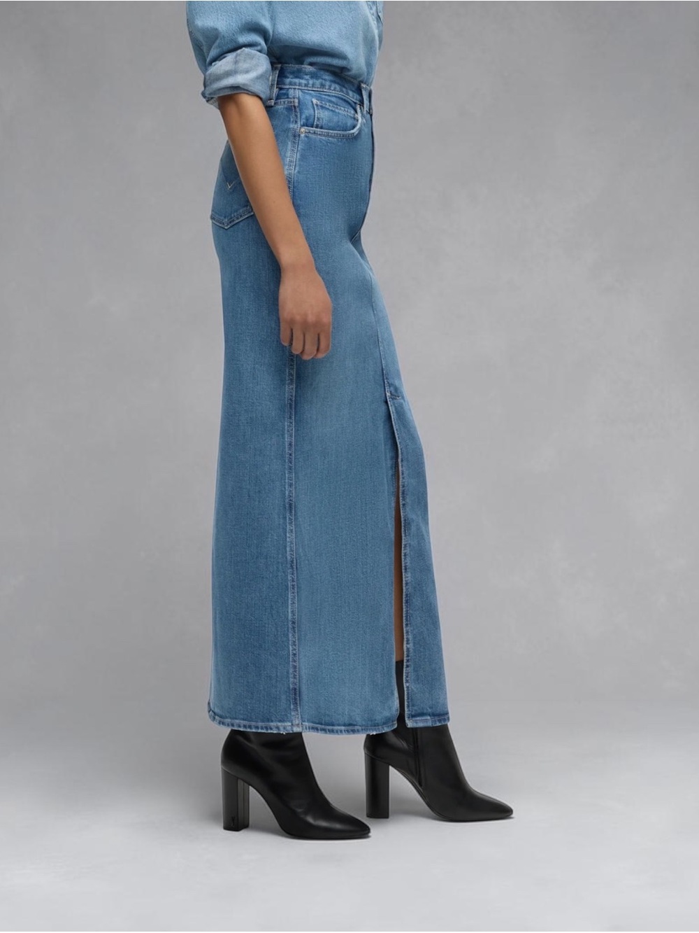 Hudson Jeans Reconstructed Denim Maxi Ankle Skirt Women's High Rise